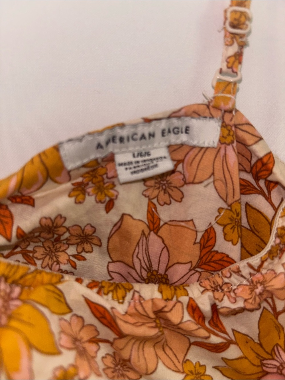 American Eagle Outfitters Pink and Mustard Floral Tiered Romper - Picture 4 of 7